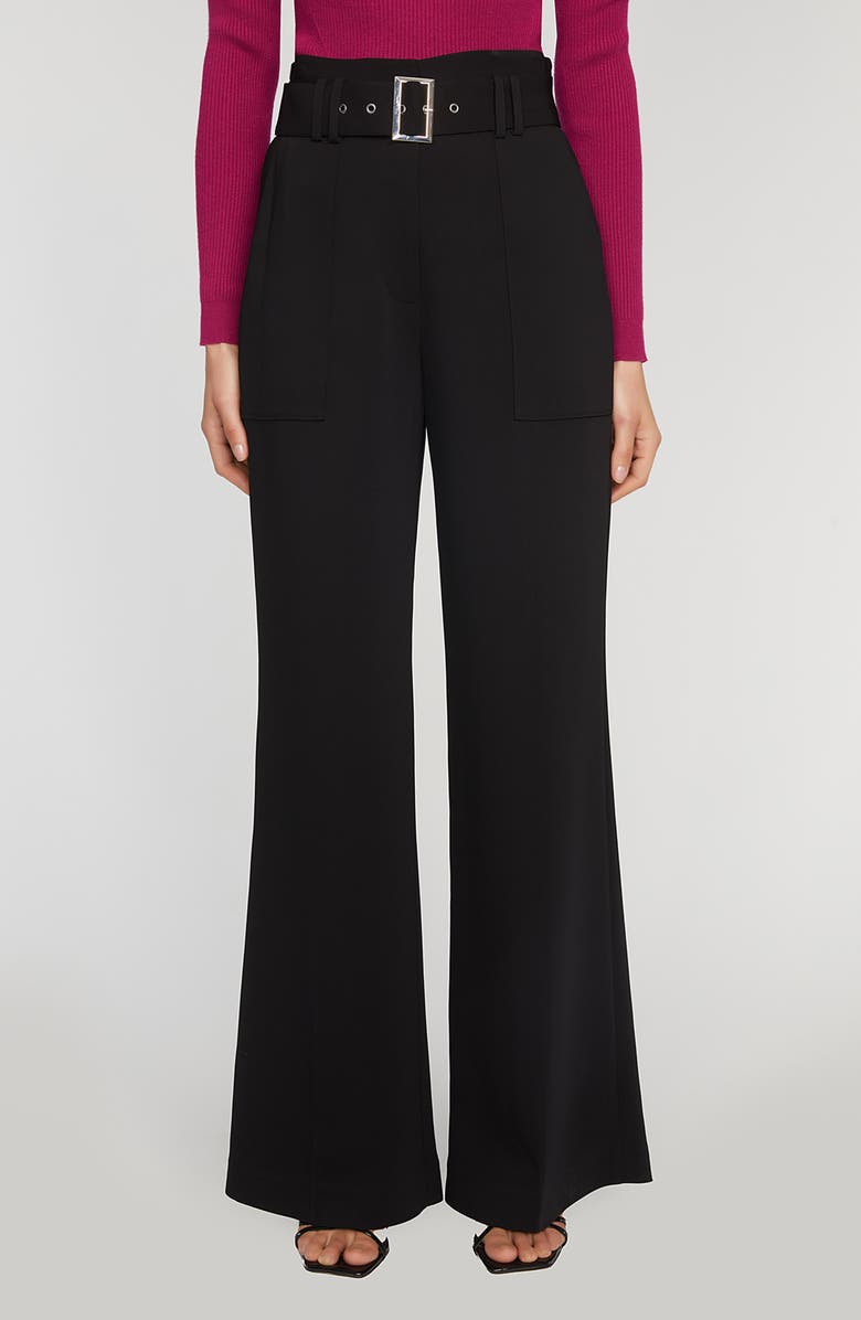 Elie Tahari The Diana Belted High Waist Flare Pants, Main, color, Noir