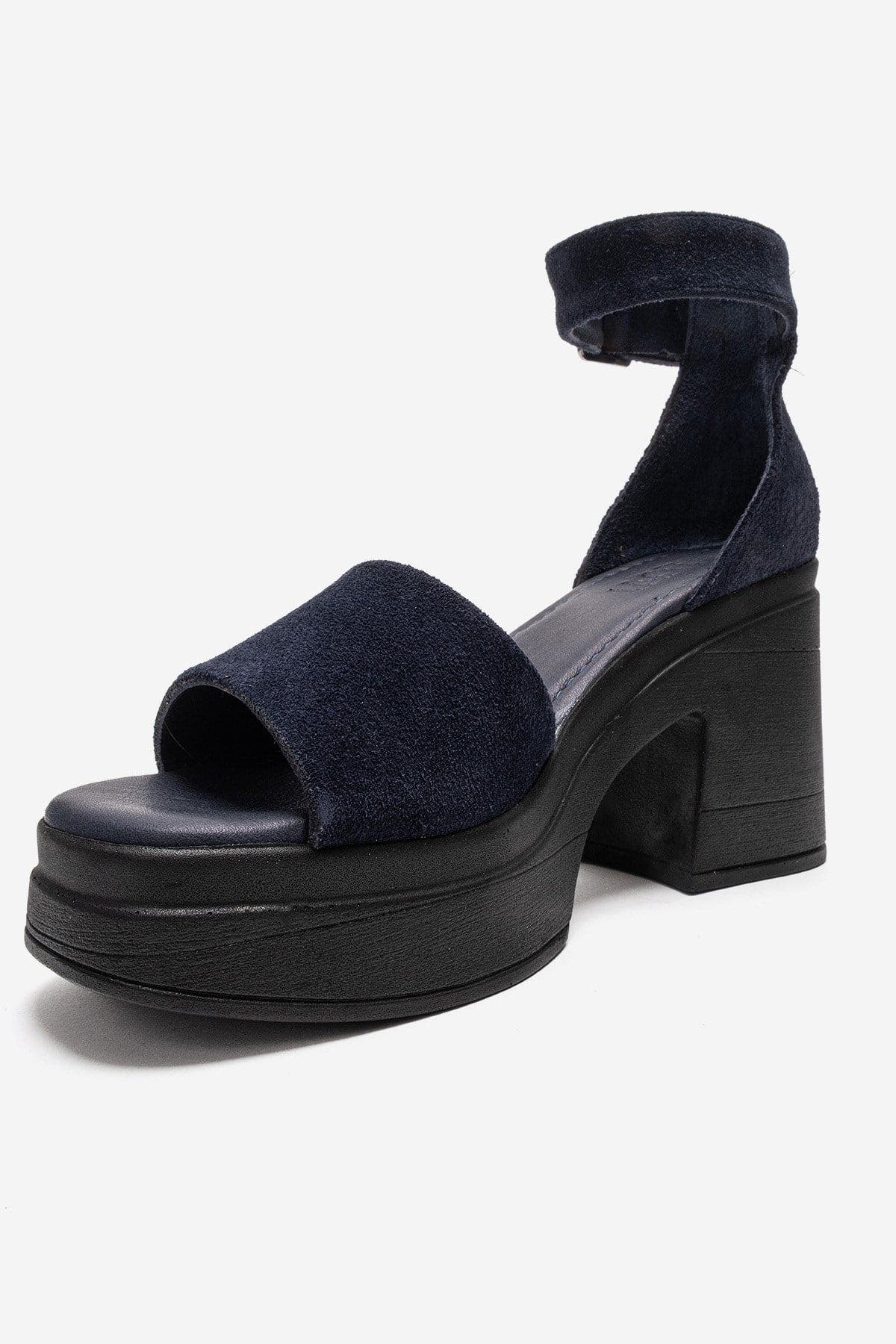 Margot Leather Platform Sandal, Alternate, color, Navy Suede