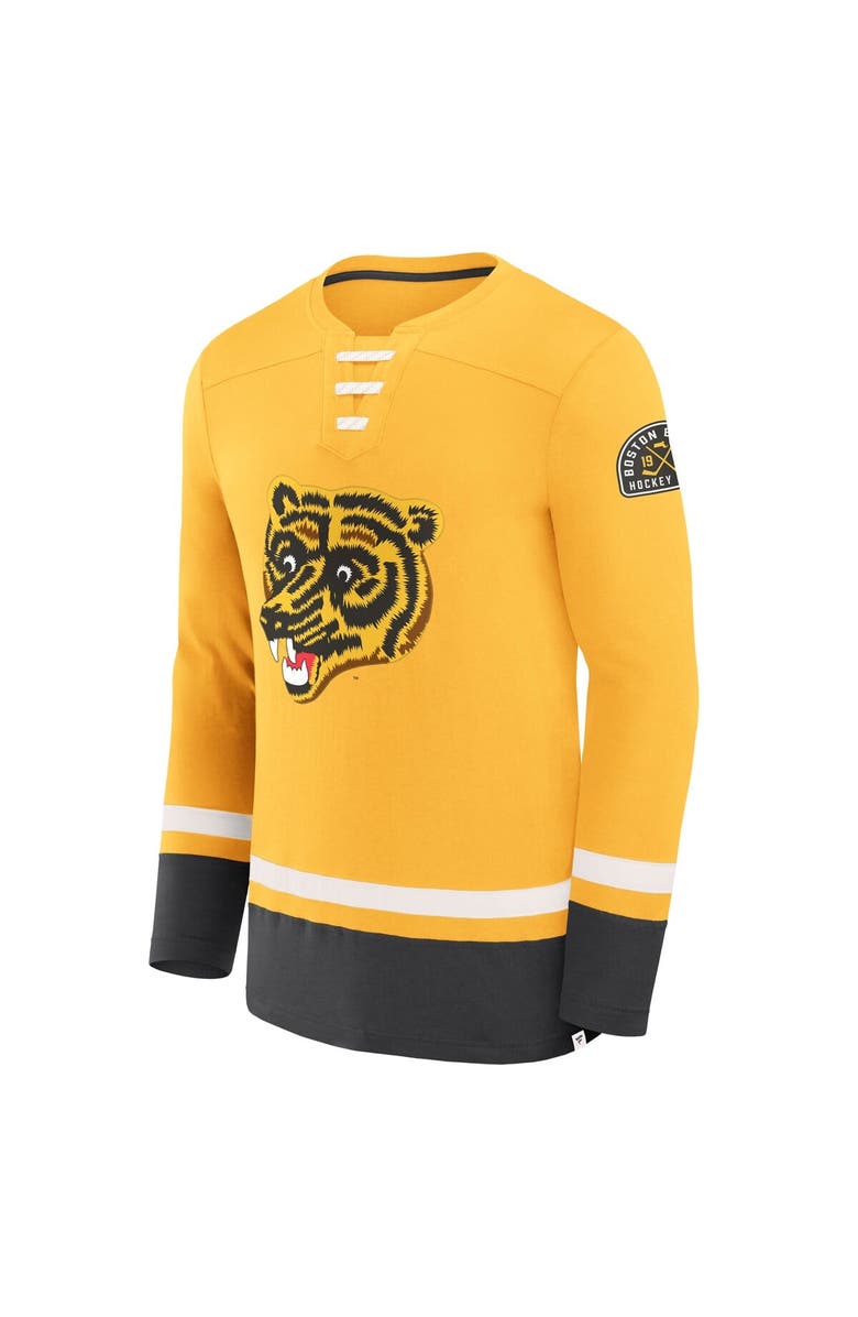 FANATICS Men's Fanatics  Gold Boston Bruins Vintage High Point Long Sleeve T-Shirt, Alternate, color, Gold