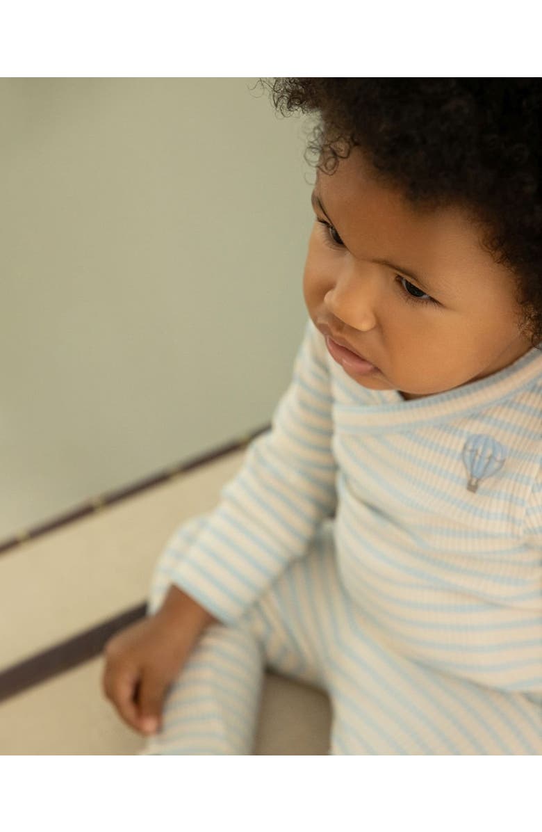 MiniMoi Striped Modal Blend Bodysuit Set, Alternate, color, Blue