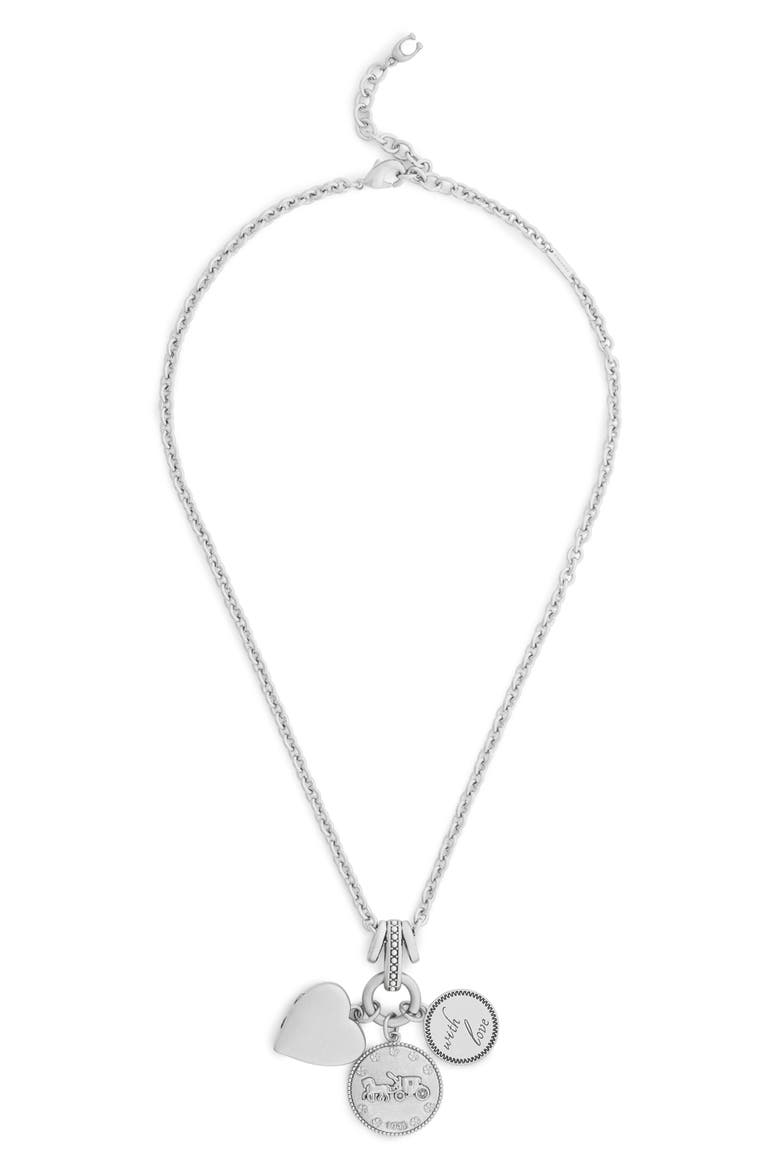Heritage Multi Charm Pendant Necklace, Alternate, color, SILVER
