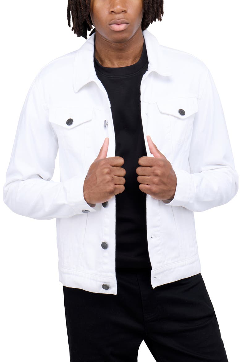 Slim Washed Denim Jacket, Alternate, color, WHITE