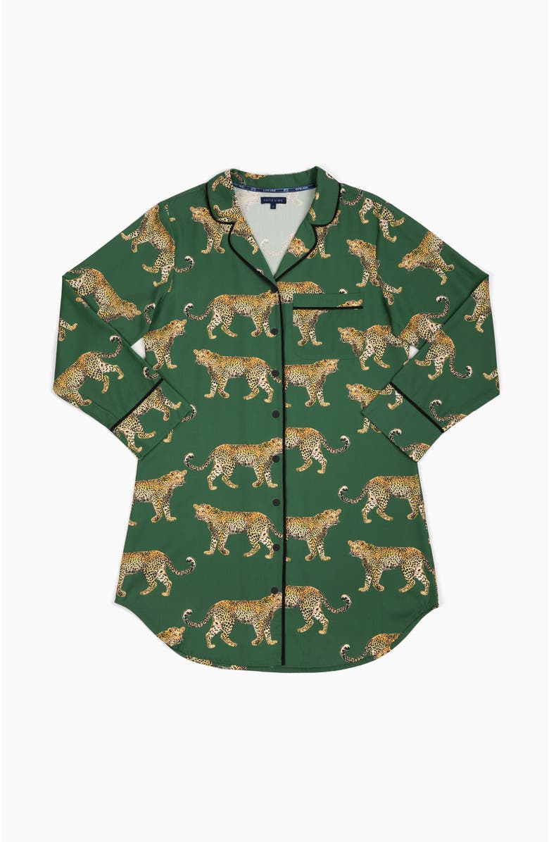 Katie Kime Cheetahs Sleep Shirt, Alternate, color, Dark Green