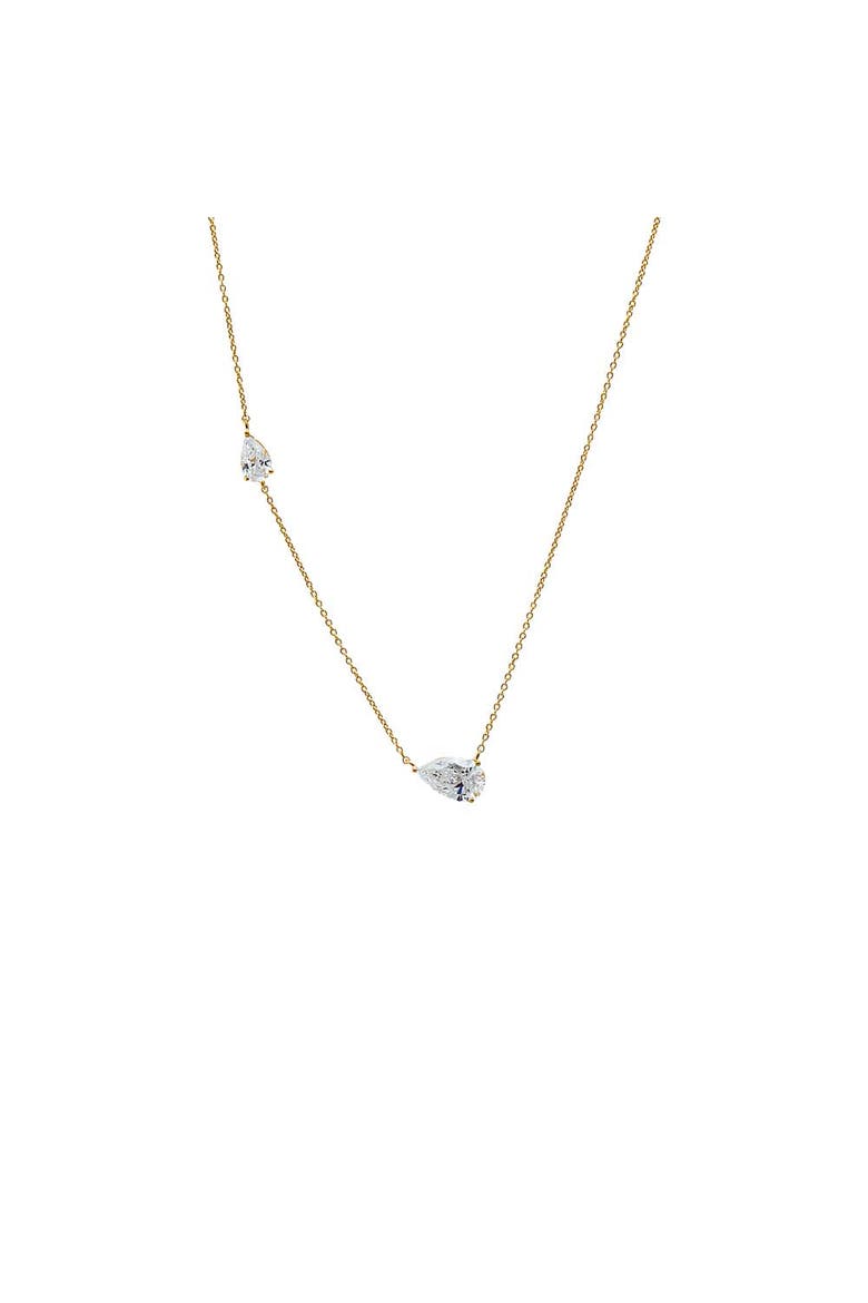 Lab Grown Diamond Embedded Double Pear Chain Necklace 14K, Main, color, 14K Gold
