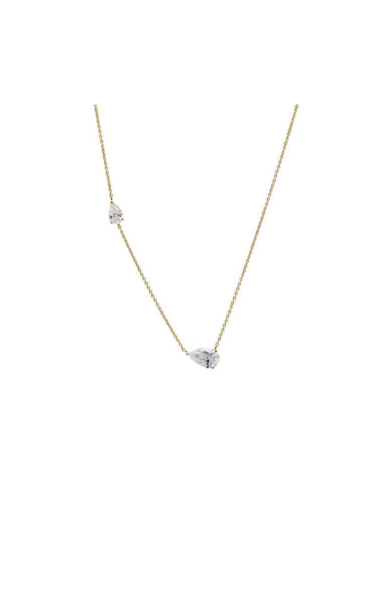 BY ADINA EDEN Lab Grown Diamond Embedded Double Pear Chain Necklace 14K, Main, color, 
