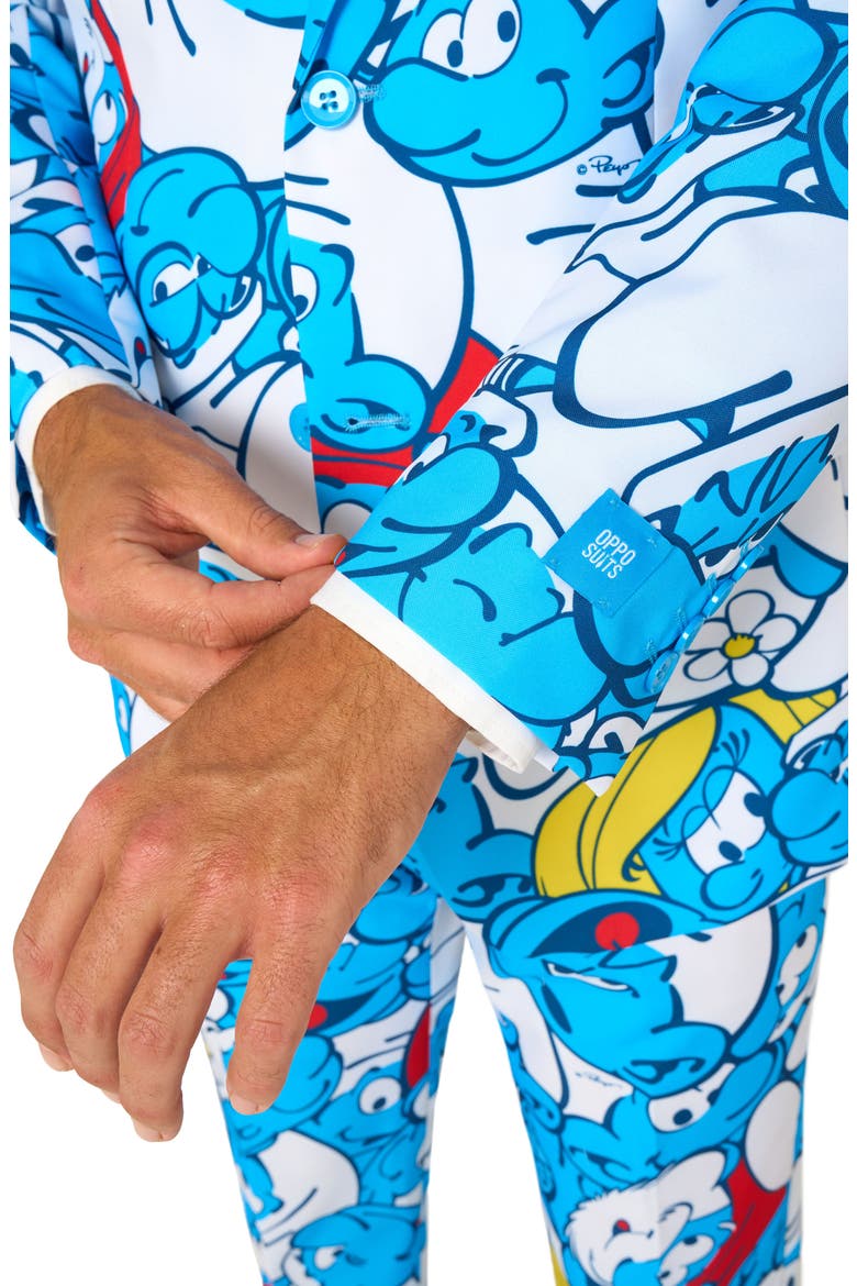 x The Smurfs Slim Fit Two-Piece Suit & Tie Set, Alternate, color, BLUE MULTI