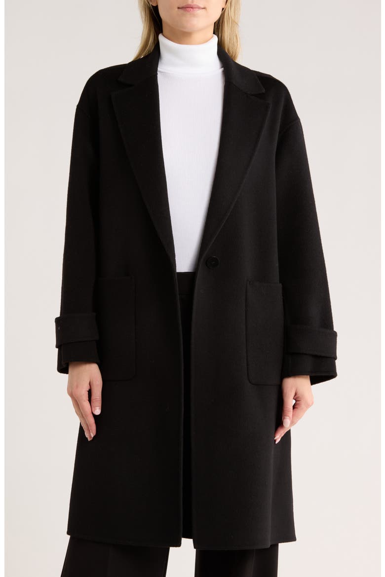 Theory 黒 ピーコート S Theory Easy One-Button Wool & Cashmere Coat (Women) | Nordstromrack