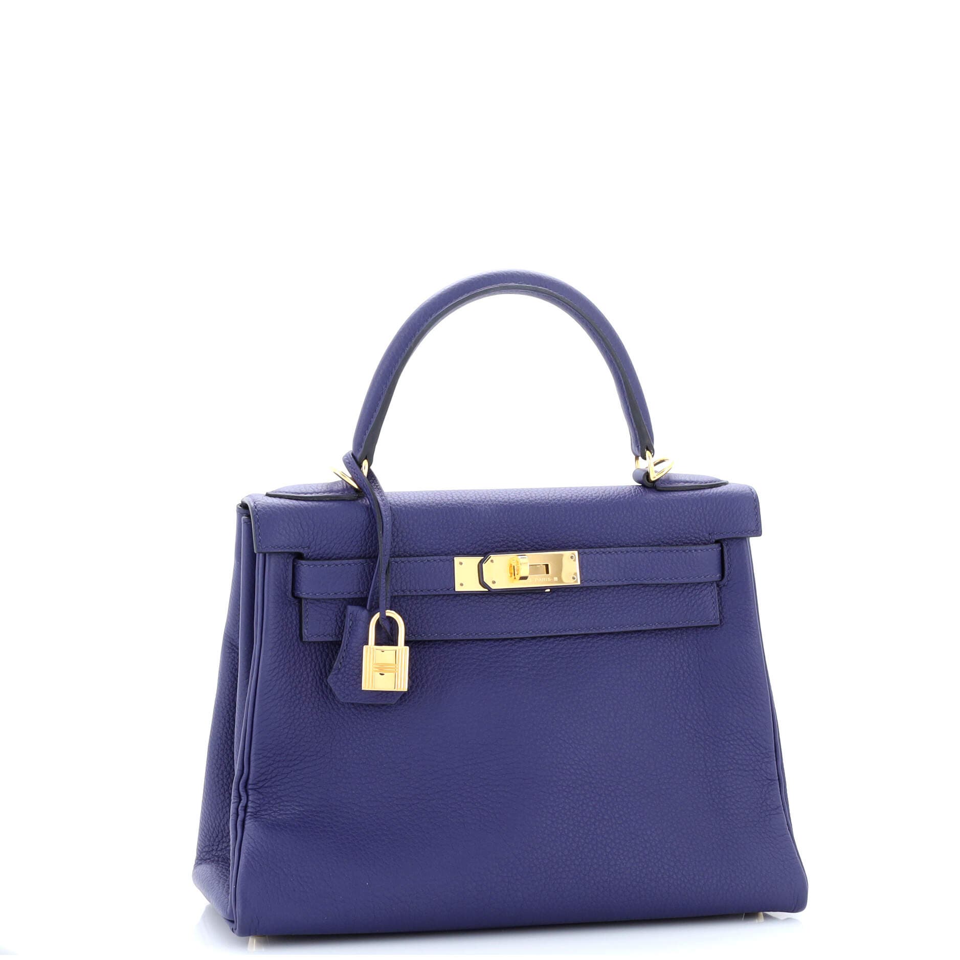 Pre-Owned Hermes Kelly Handbag Blue Togo with Gold Hardware 28, Alternate, color, 