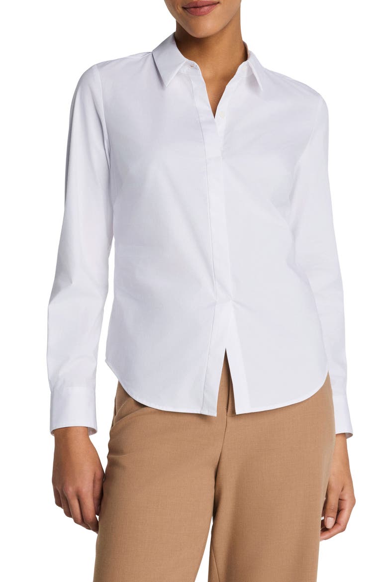 No Gape Button Down Shirt, Main, color, CLASSIC WHITE