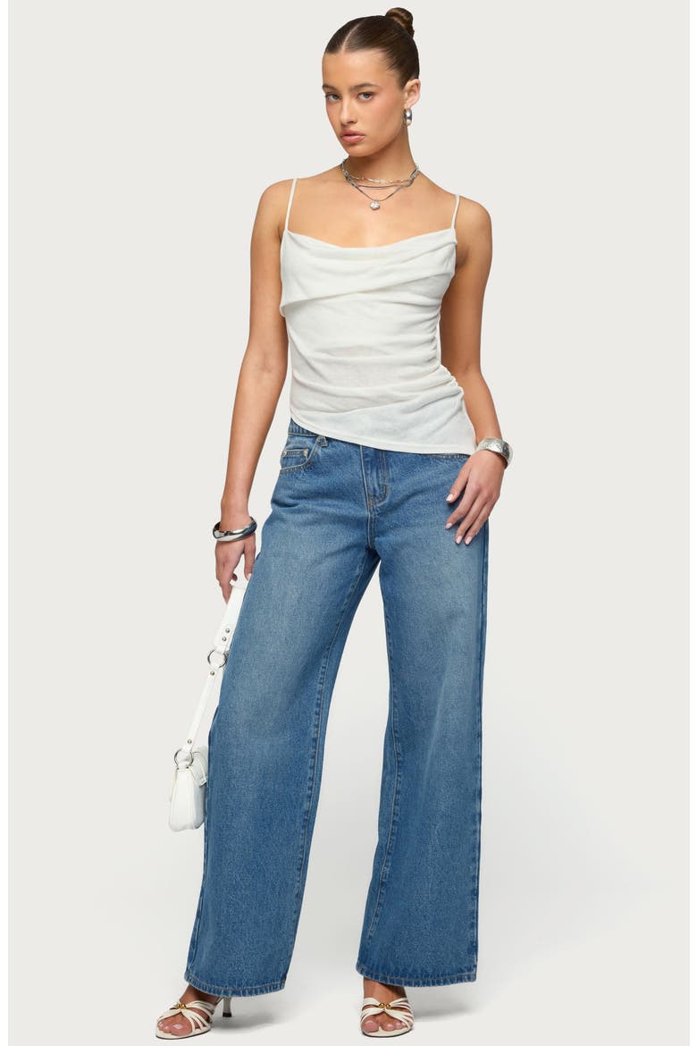 Asymmetric Cowl Neck Camisole, Alternate, color, WHITE