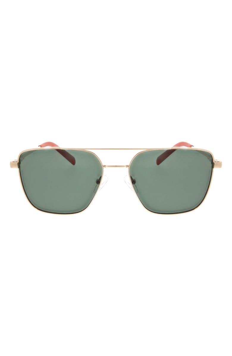 Hurley 57mm Polarized Pilot Sunglasses, Main, color, Gold/ Green