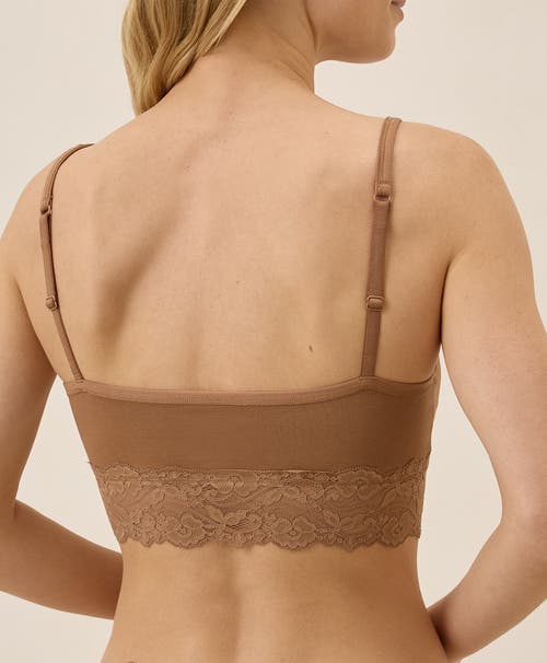 Pact Organic Cotton Lace Smooth Cup Bralette In Brown