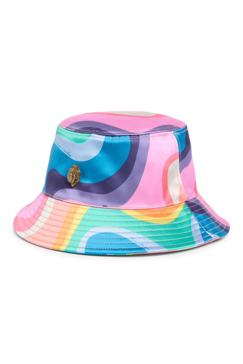 Wave Print Bucket Hat, Main, color, RAINBOW