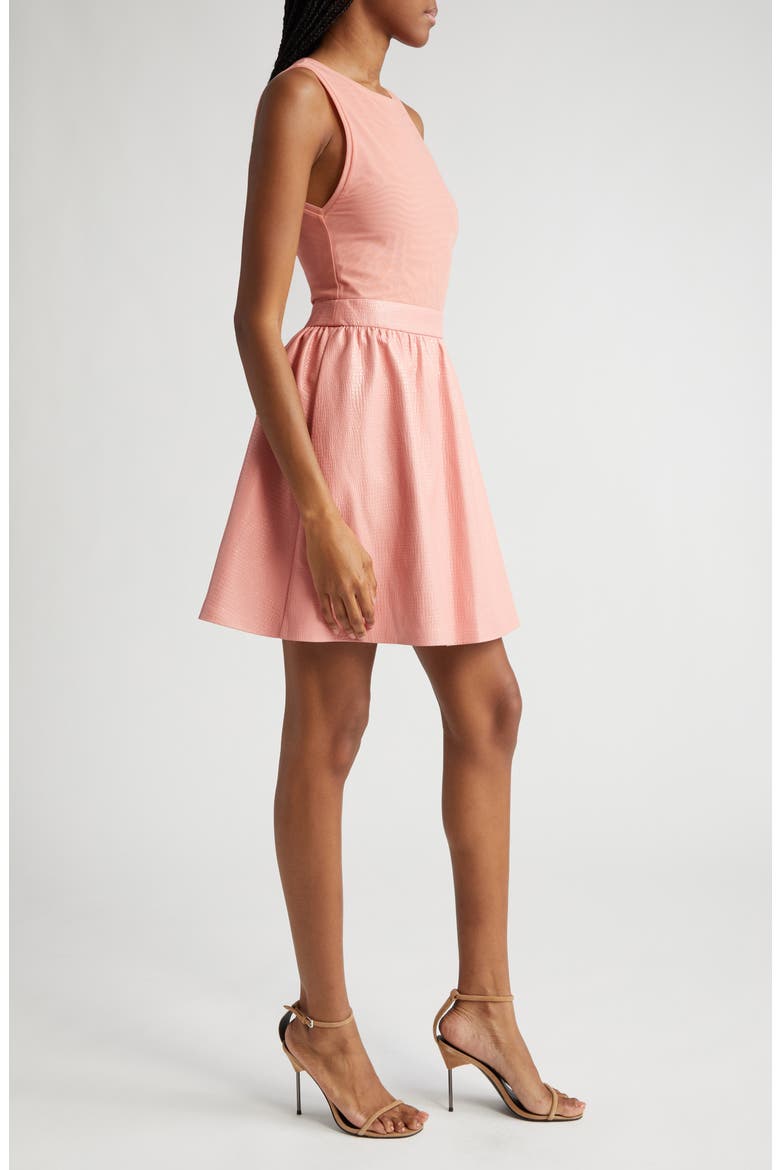 Chara Mixed Media Sleeveless Dress, Alternate, color, ROSE