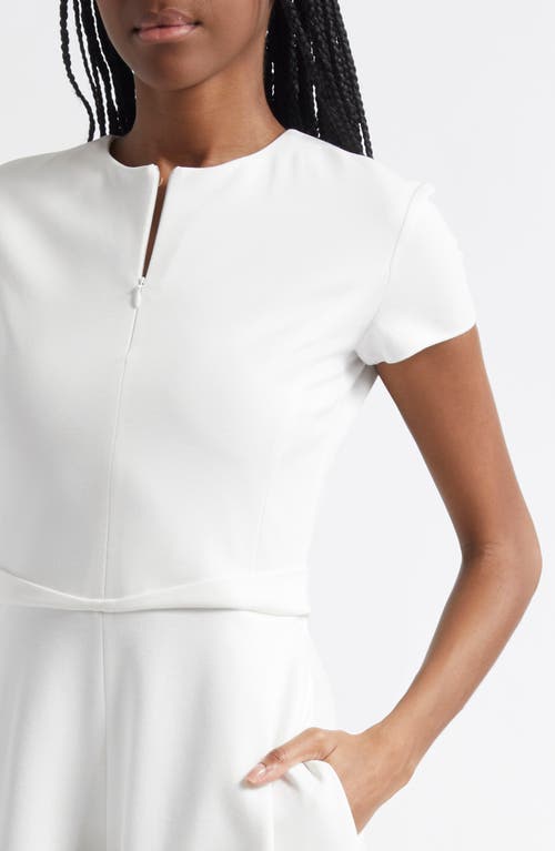 Shop Emporio Armani Punto Milano Fit & Flare Midi Dress In Warm White