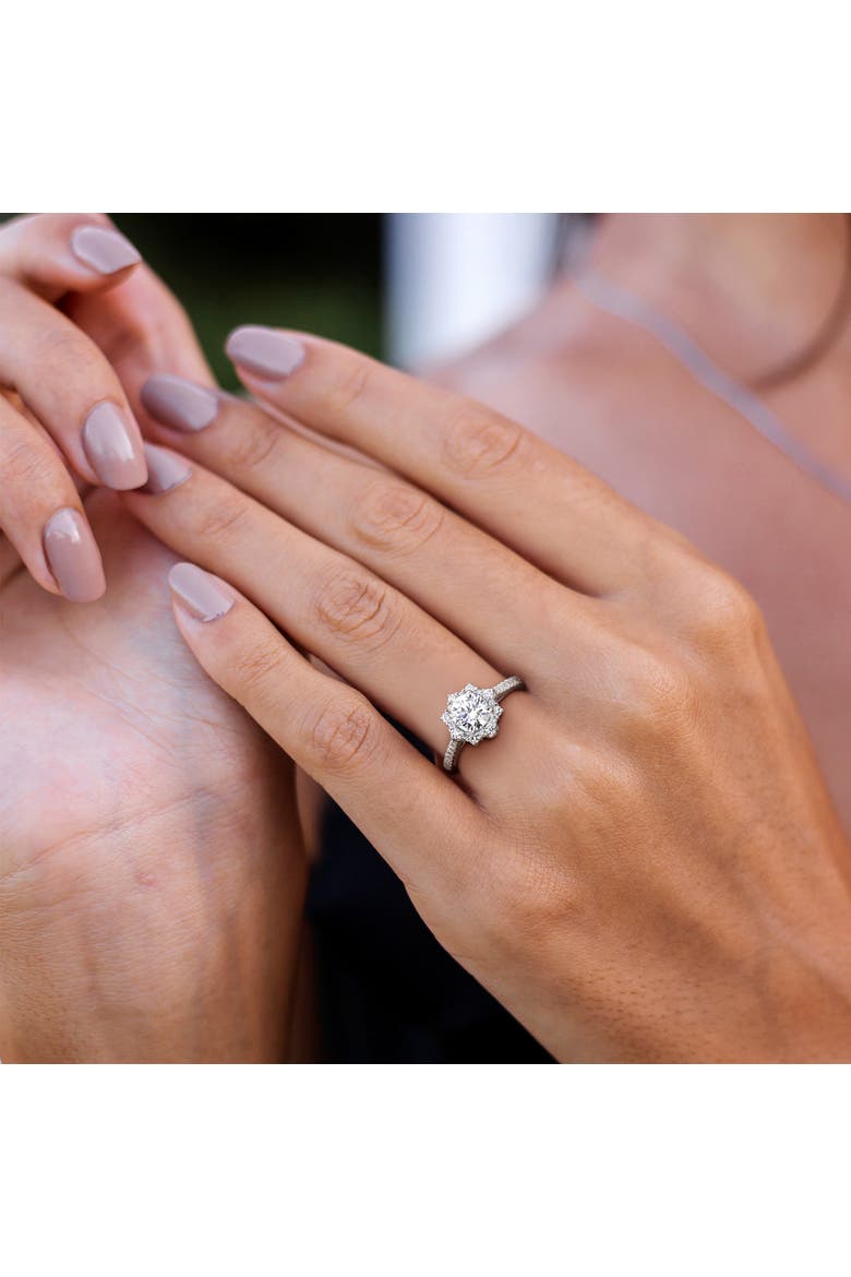 Lab-Grown Diamond Halo Engagement Ring 14k, Alternate, color, White Gold