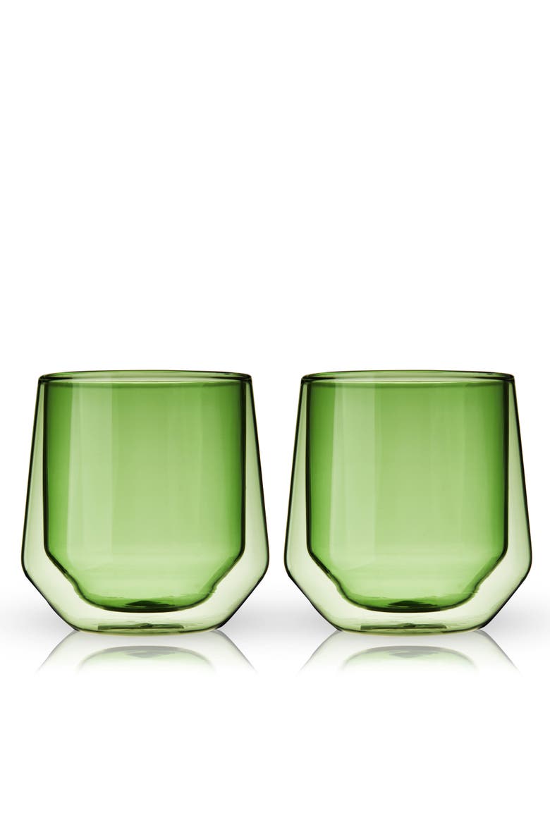 Aurora Double Walled Tumblers Set of 2, Main, color, Green