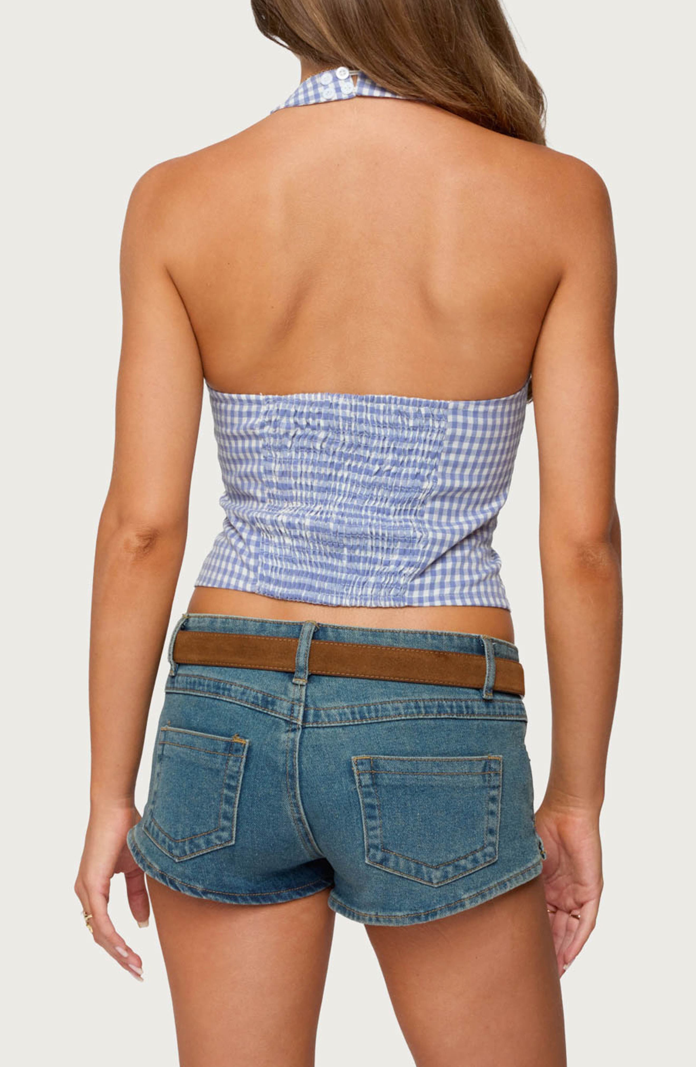 Evan Gingham Cotton Halter Top - image 2
