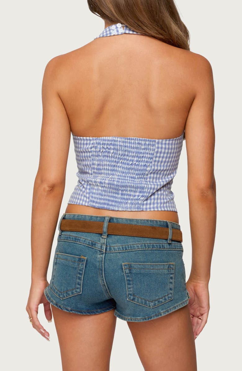 EDIKTED Evan Gingham Cotton Halter Top, Alternate, color, Blue