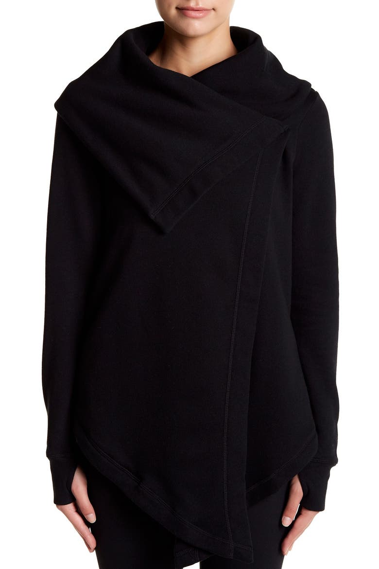 Shooting Star Drape Collar Cardigan, Alternate, color, BLACK