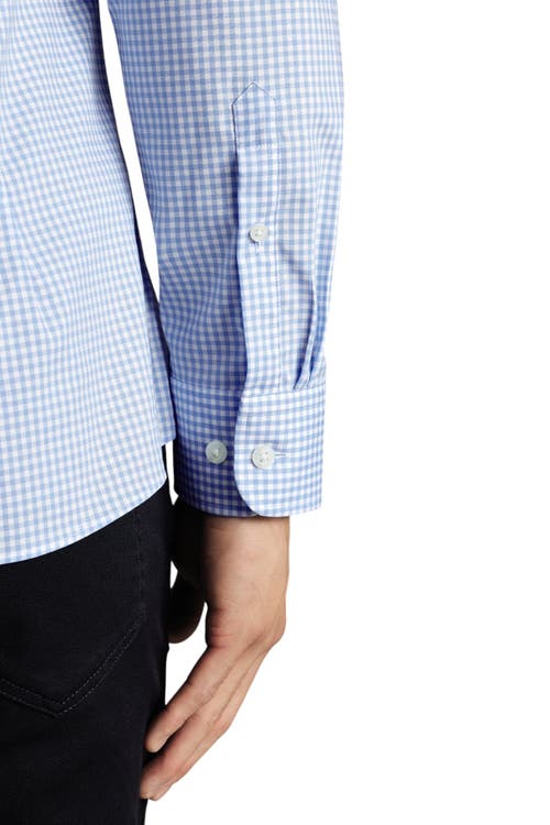 Charles Tyrwhitt Non-iron Stretch Poplin Check Shirt In Blue