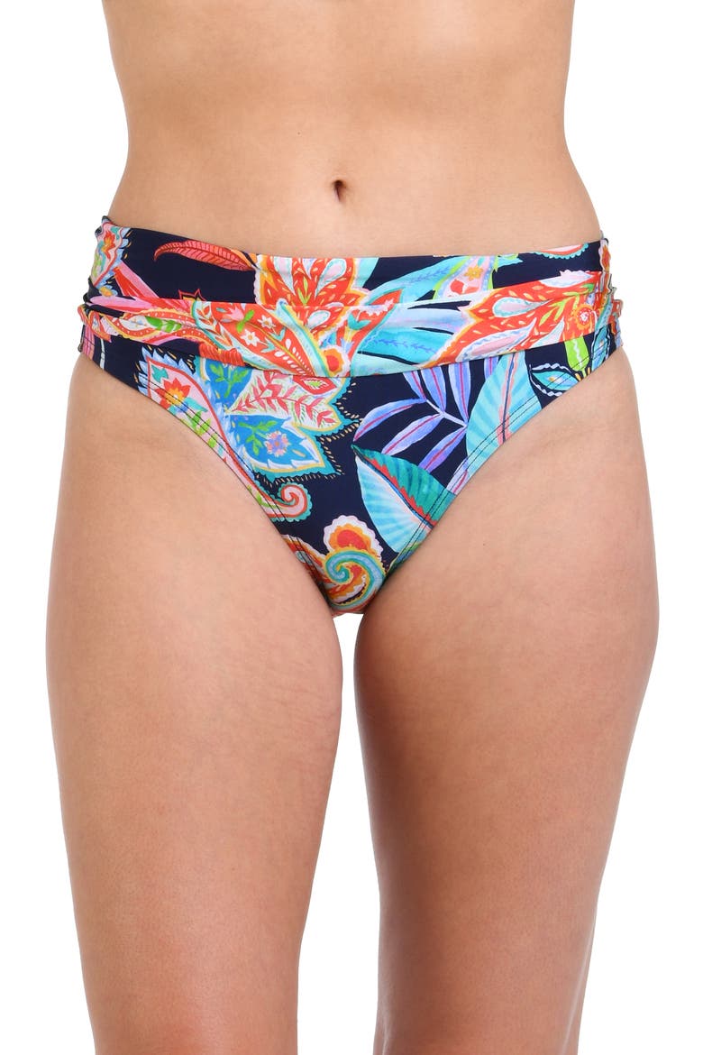 Tropidelic Paisley Shirred Banded Bikini Bottoms, Main, color, BLUE MULTI