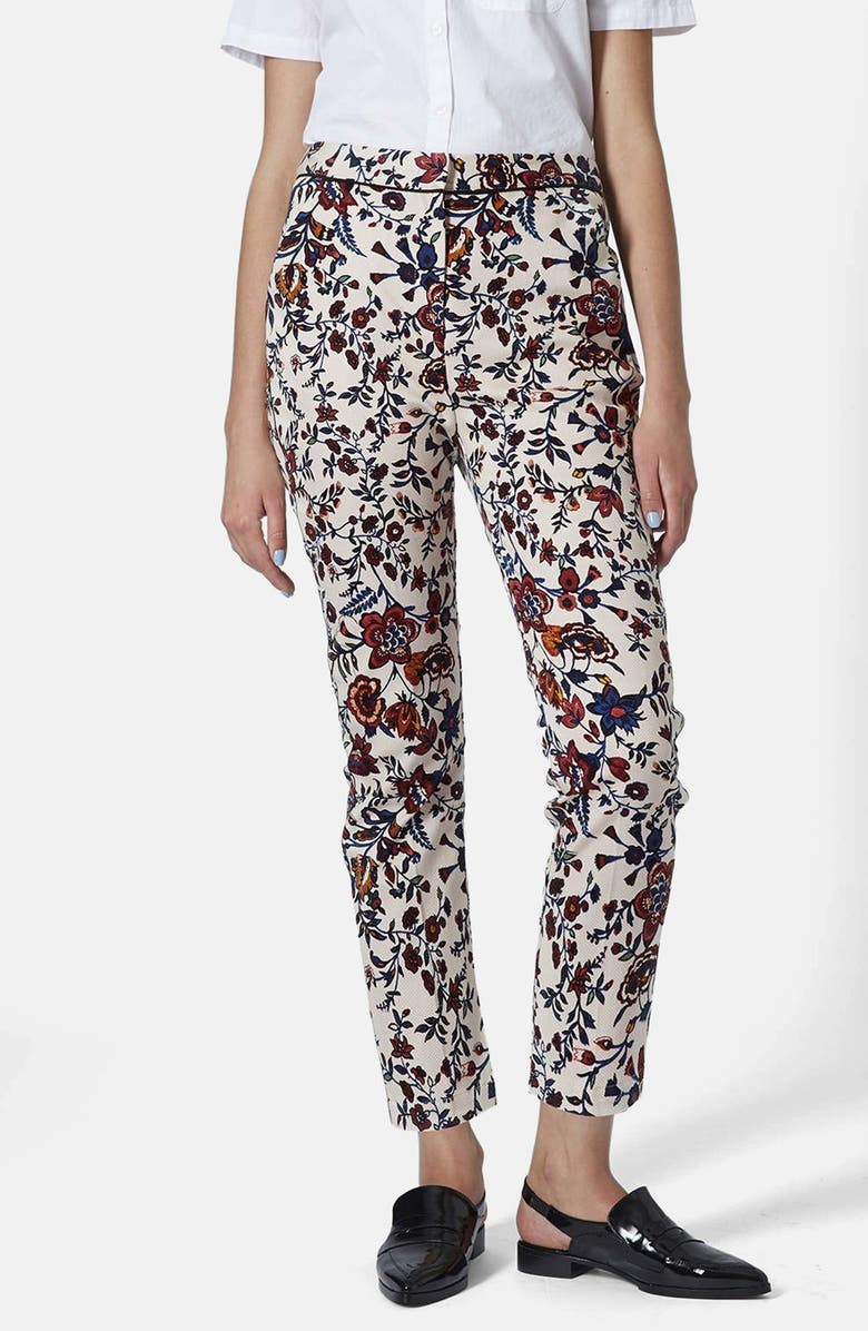 Topshop Floral Cigarette Trousers, Main, color,