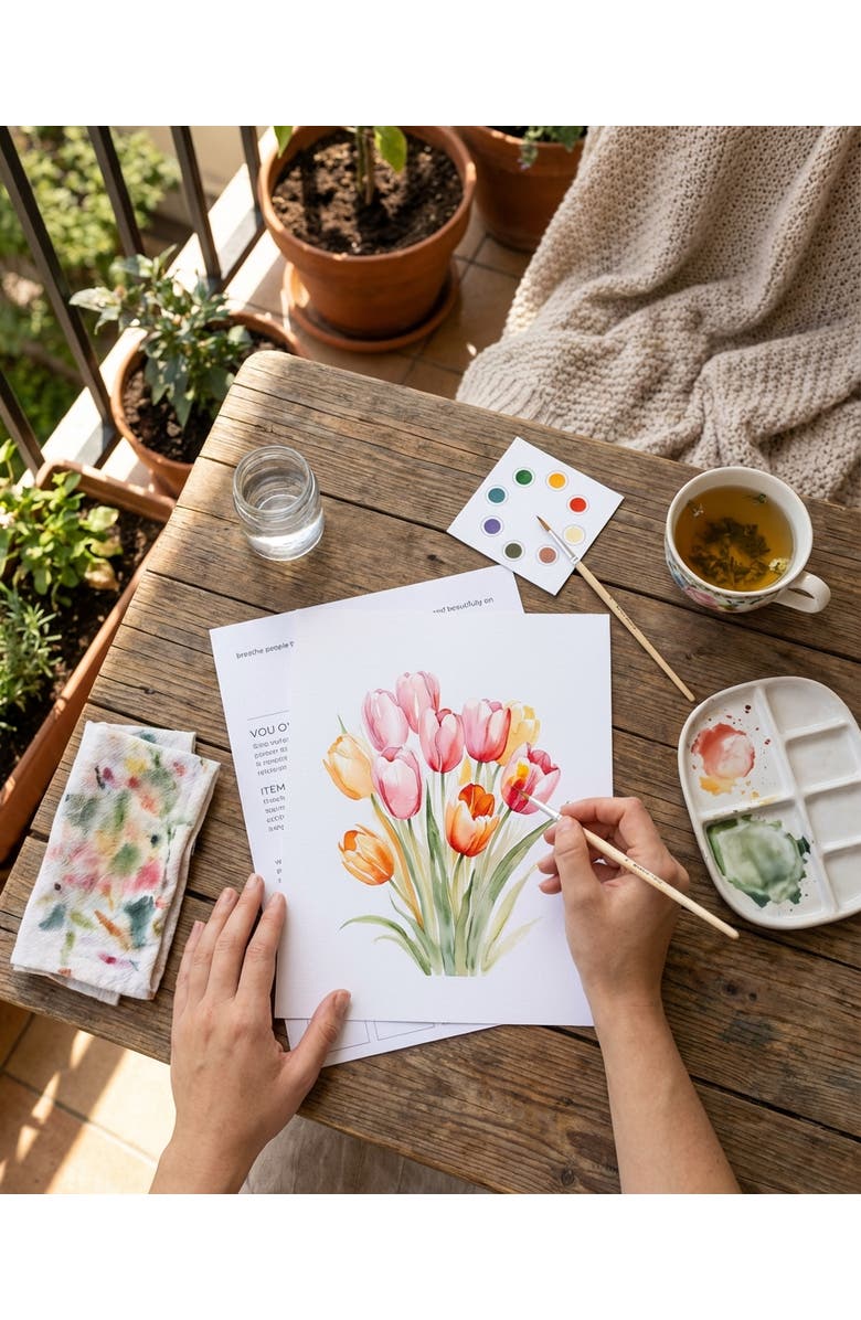 Breathe People All In One Watercolor Kits, Alternate, color, White Floral Watercolor -Tulip