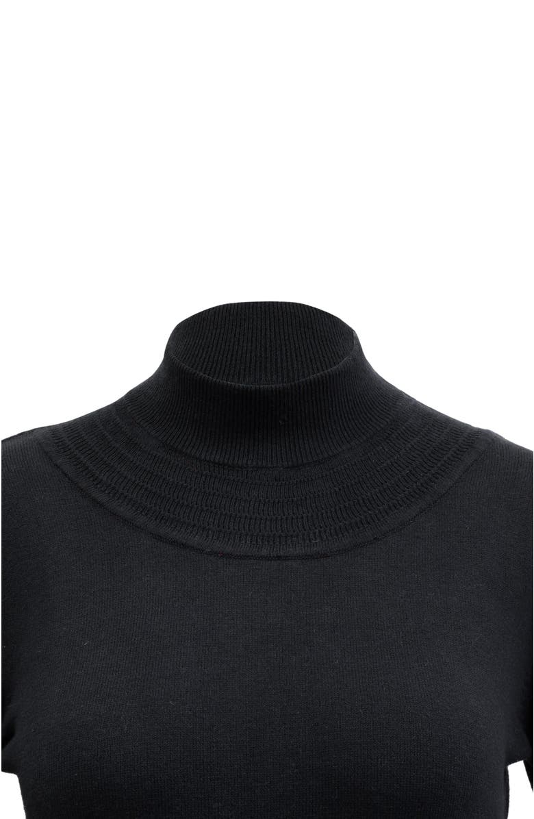 Hope & Henry Women's Mock Neck Puff Sleeve Sweater Dress, Alternate, color, Black