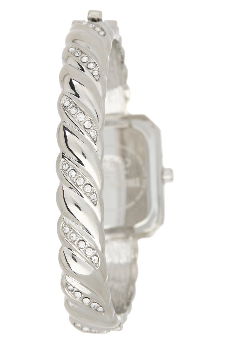 Crystal Accent Twisted Band Analog Quartz Watch, 21mm x 26mm, Alternate, color, SILVER