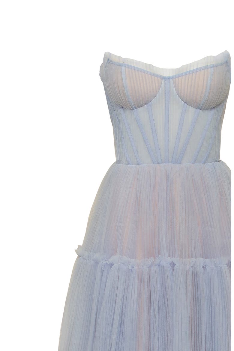 Ruffled Tulle Maxi Formal Occasion Gown in Blue, Alternate, color, Blue