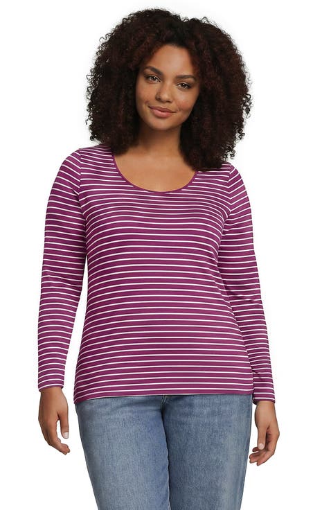 Long Sleeve Lightweight Jersey Scoop Neck T-Shirt