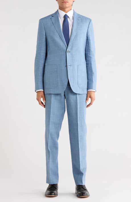NORDSTROM RACK Trim Fit Plaid Linen Suit