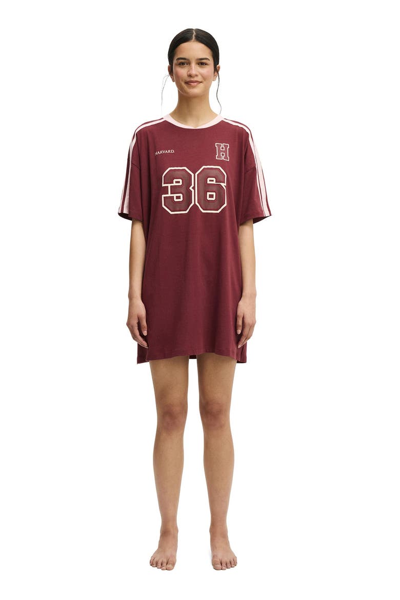 Women's 90 S Sporty Tshirt Nightie, Alternate, color, Lcn Har Burnt Apple Harvard