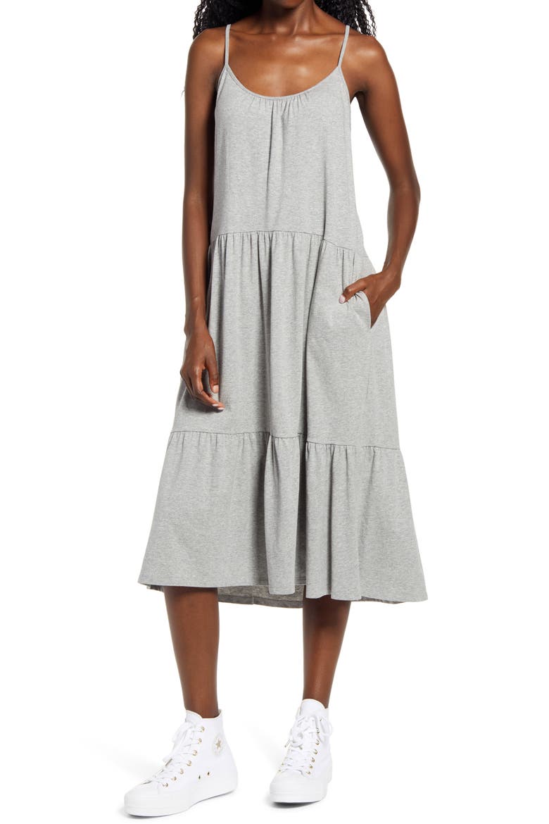 Tiered Jersey Dress, Main, color, H GREY