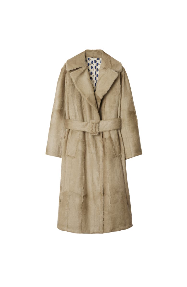 Burberry Long Goat Hair Trench Coat, Alternate, color, 