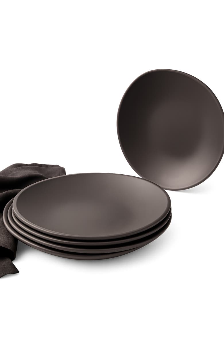 Gharyan Stoneware Organic Shaped Dinnerware Dadasi, Set of 16, Alternate, color, Matte Black
