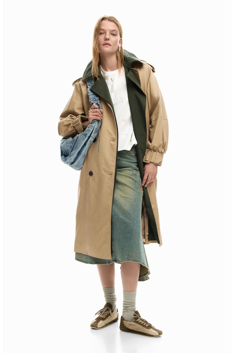 Layered Trench Coat, Alternate, color, OFF WHITE