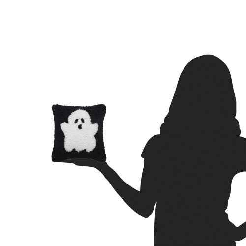 C & F Home C&f Home Cute Ghost Mini Hooked Halloween Accent Pillow 8" X 8" In Black