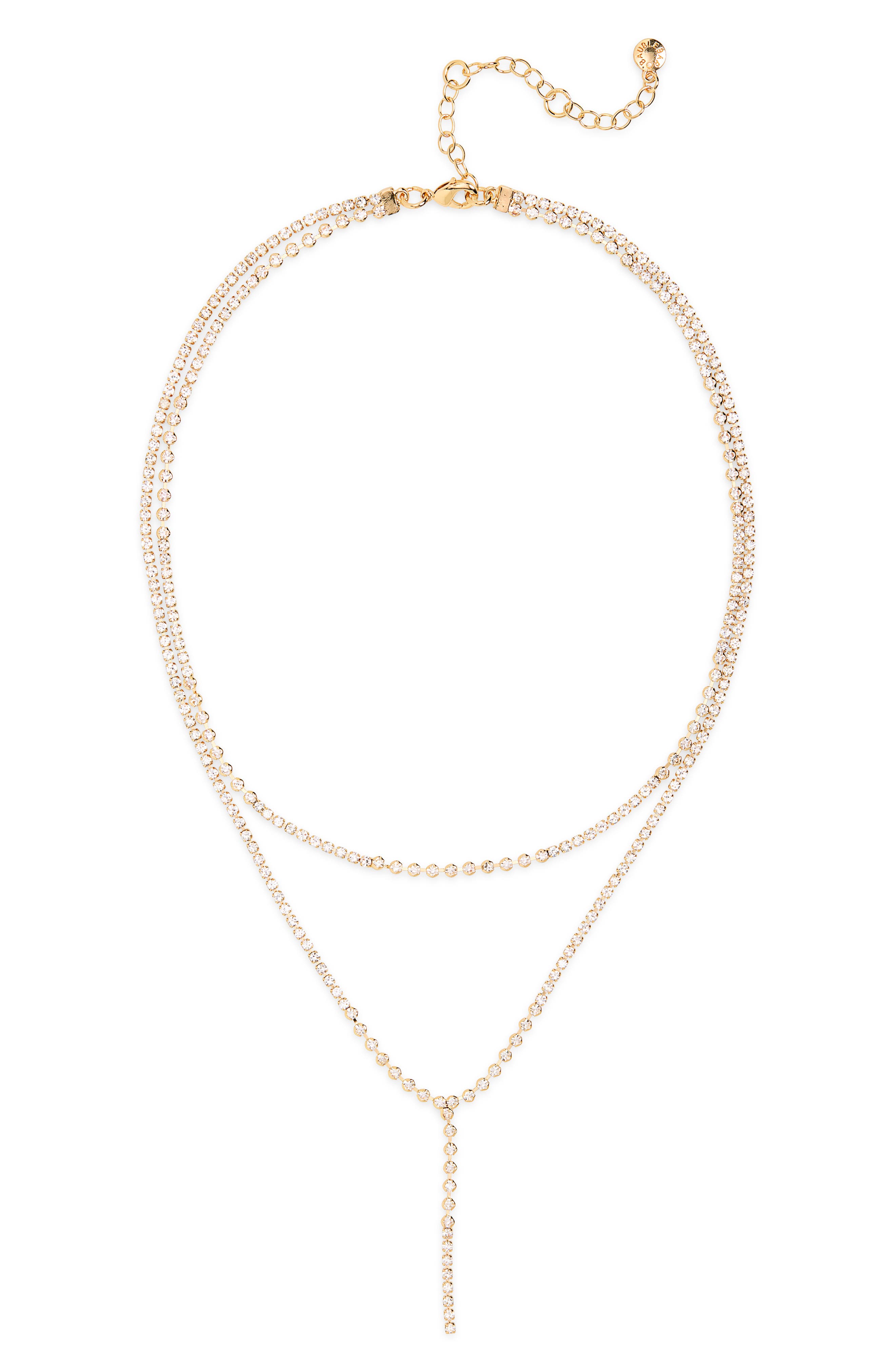 BaubleBar Crystal Layered Y-Necklace
