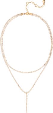BaubleBar Crystal Layered Y-Necklace