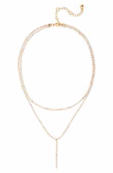 BaubleBar Crystal Layered Y-Necklace
