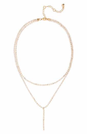 BaubleBar Crystal Layered Y-Necklace