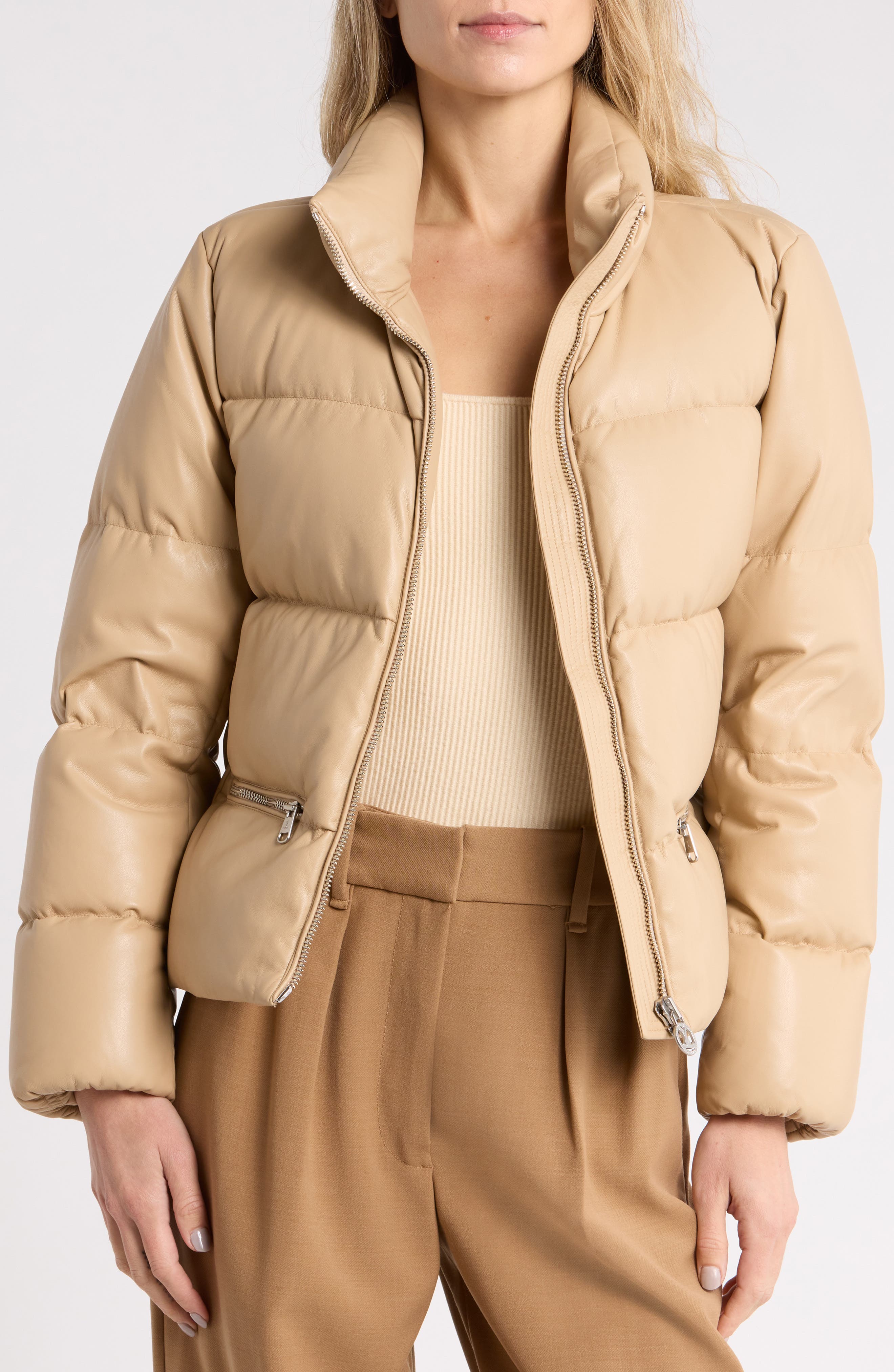 Stowe Faux Leather Puffer Jacket