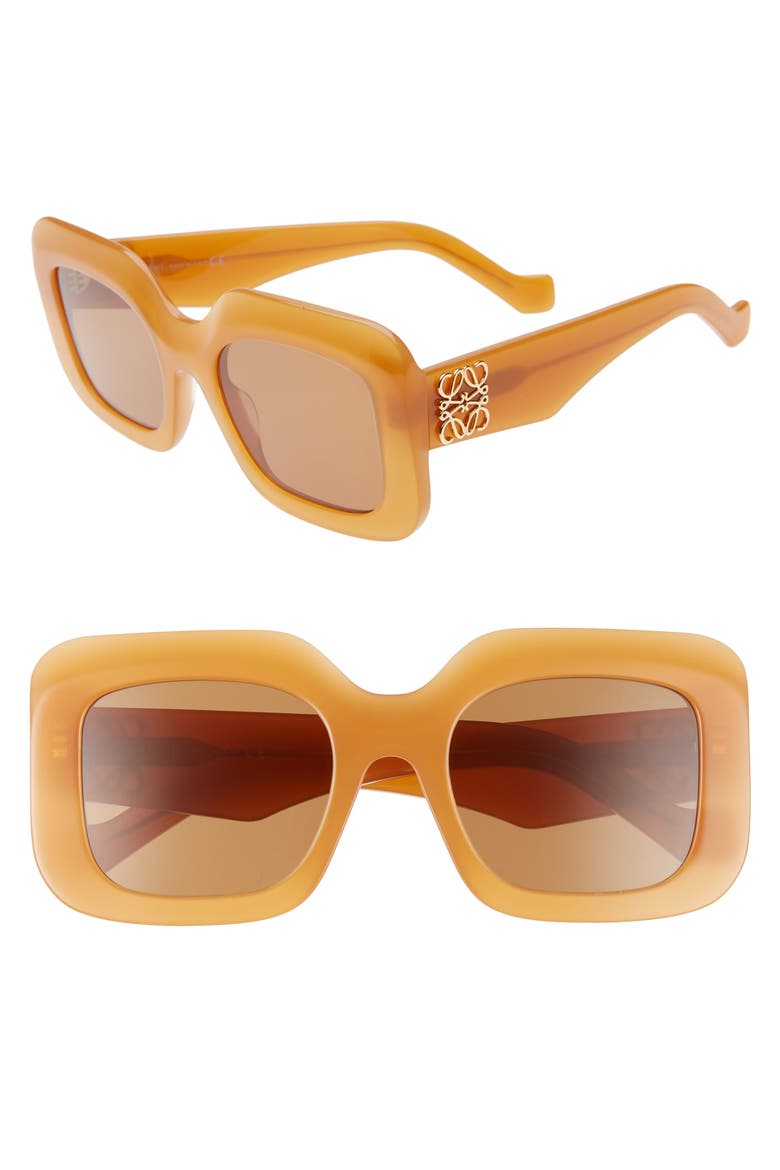 53mm Square Sunglasses, Main, color, ORANGE