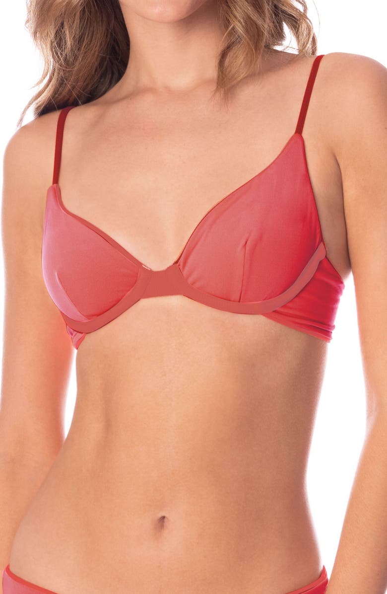 Maaji Red Camelia Dainty Reversible Underwire Bikini Top, Alternate, color, 