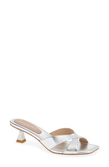 Stuart Weitzman Miami 50 Slide Sandal In Silver