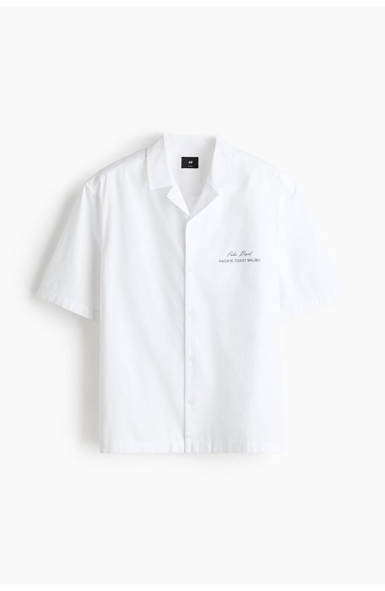 H&M Relaxed-fit printed resort shirt, Alternate, color, White/Palm Desert