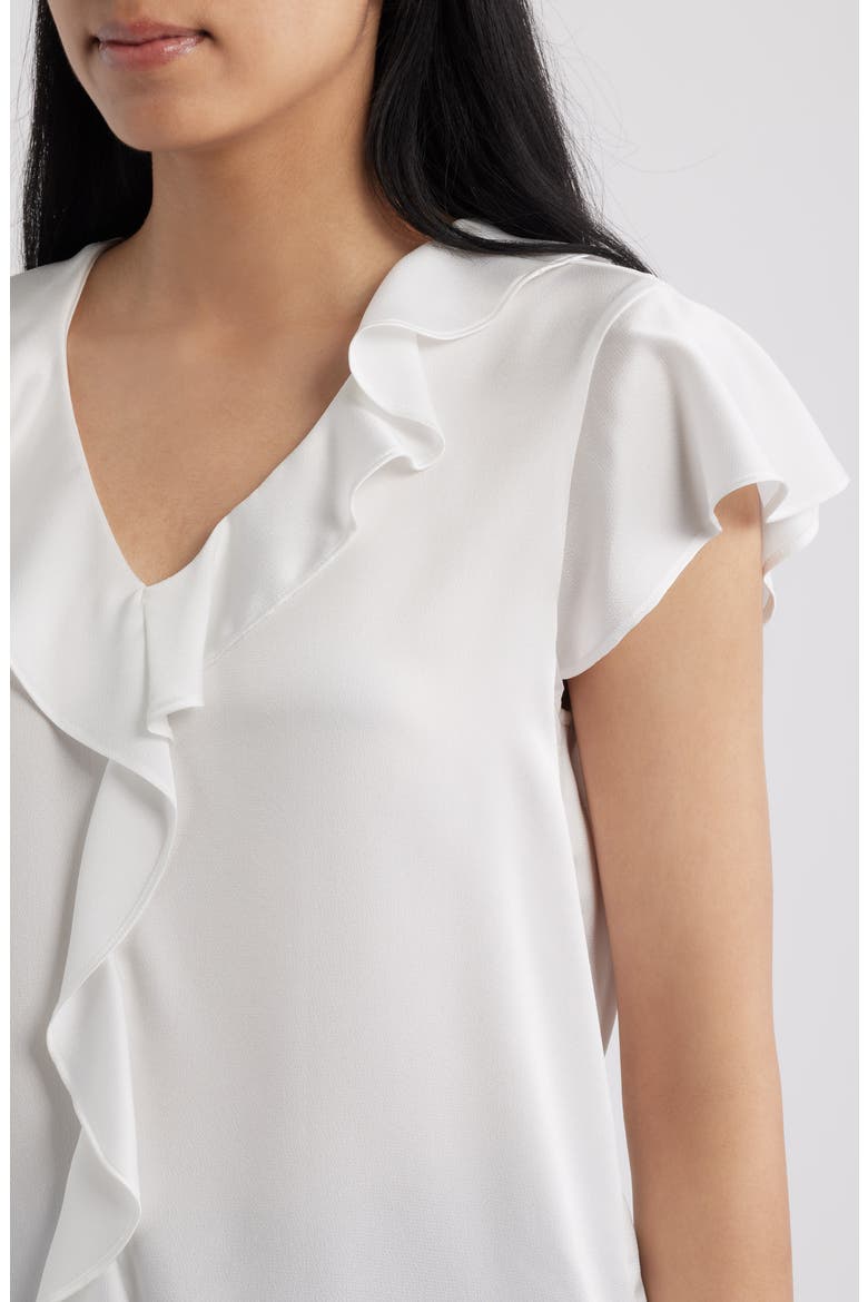 Ruffle Flutter Satin Top, Alternate, color, IVORY