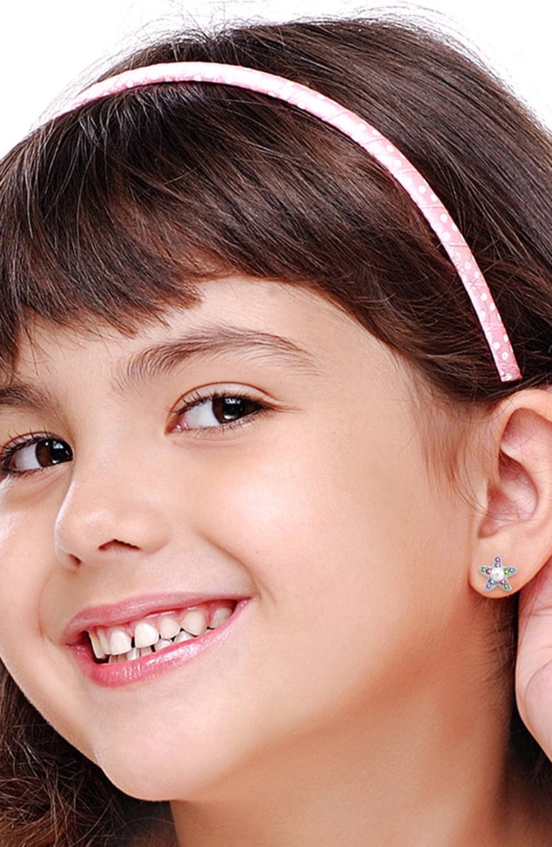 Chanteur Kids' Starfish Faux Pearl Stud Earrings, Alternate, color, White Multi
